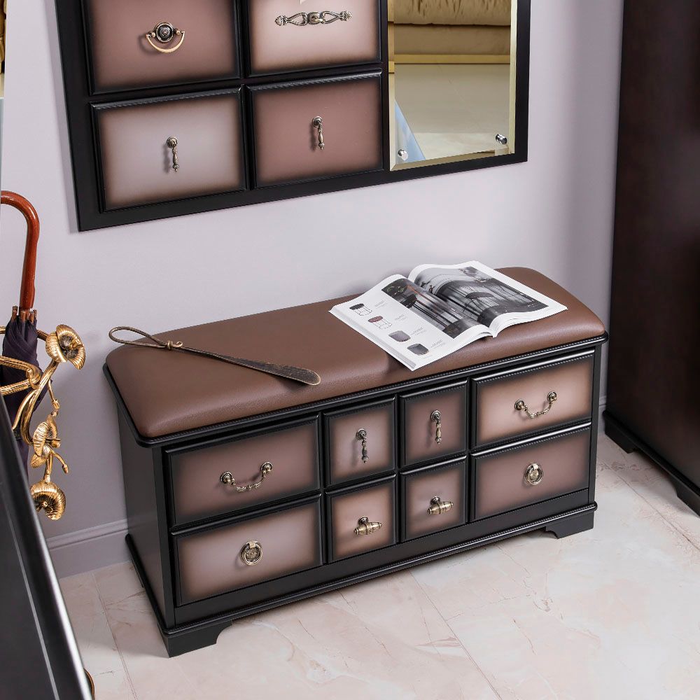 Банкетка Пандора 4 с обувницей Орех Оберджин Шоколад