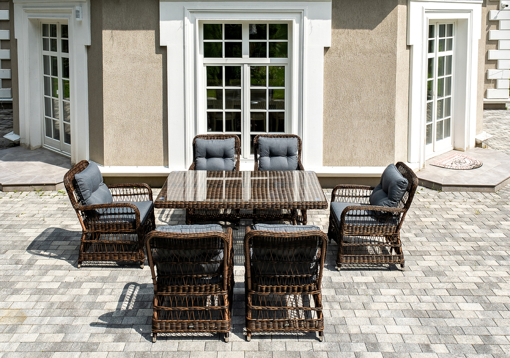 "Цесена" обеденная группа плетеная из искусственного ротанга, цвет коричневый