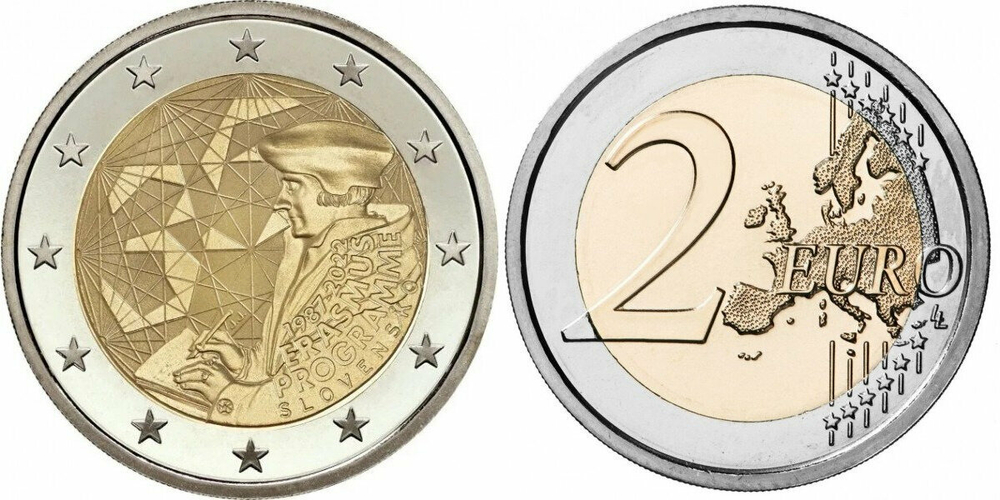 Словакия 2 евро, 2022 35 лет программе Эразмус aUNC