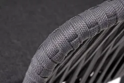 "Бордо" стул плетеный из роупа, каркас алюминий темно-серый (RAL7024) шагрень, роуп серый 15мм, ткань темно-серая 027