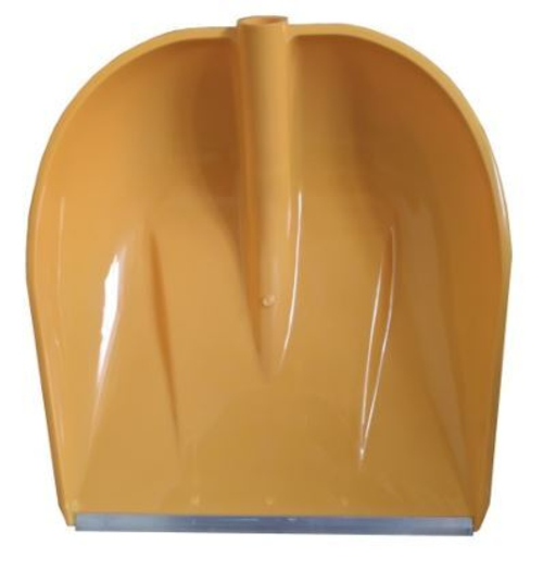 Лопата снеговая пласт.   ЛОРА   Жёлтая   435х470   с алюм. планкой, б/ч (d=32)  PROTEX