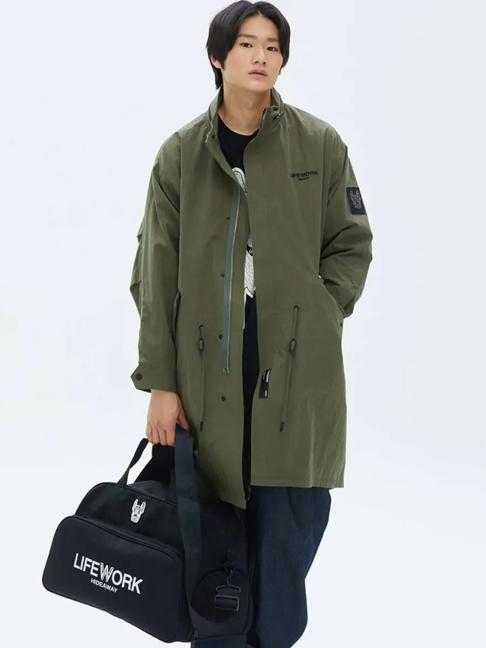 Удлиненная куртка с воротником-стойкой