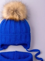 Шапка зимняя детская с помпоном и снуд