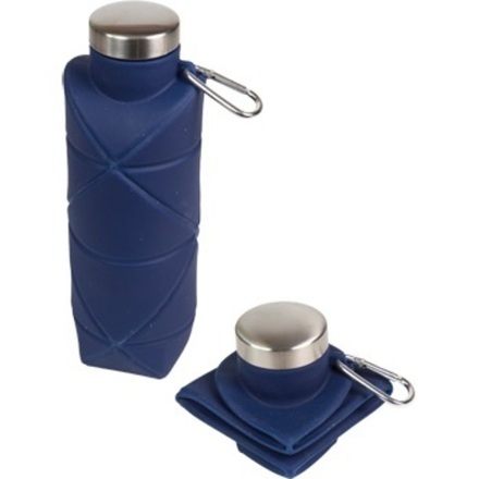 Бутылка для воды складная 700мл, 22 x 8 см, силиконовая, с метал.крышкой, темно-синяя