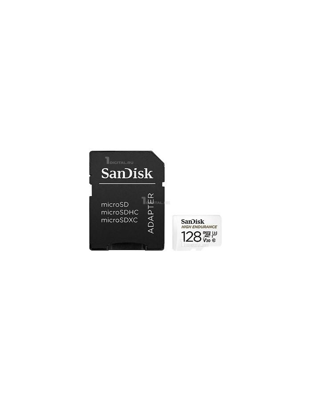 Карта памяти Micro SecureDigital 128GB SanDisk microSDXC Class 10 UHS-I U3 V30 Max Endurance Video Monitoring (SD адаптер) (SDSQQVR-128G-GN6IA)