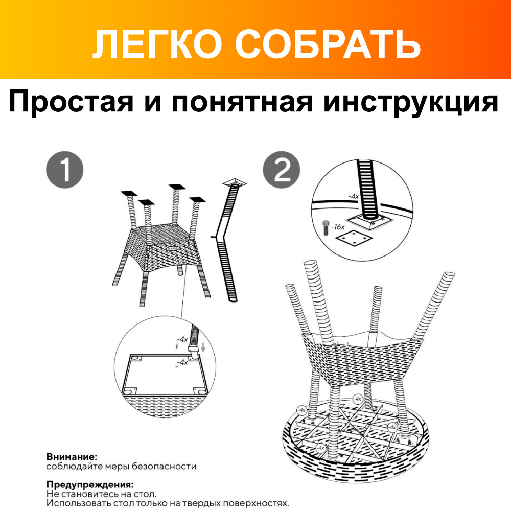 Стол круглый Rattan Ola Dom, Цвет: Белый