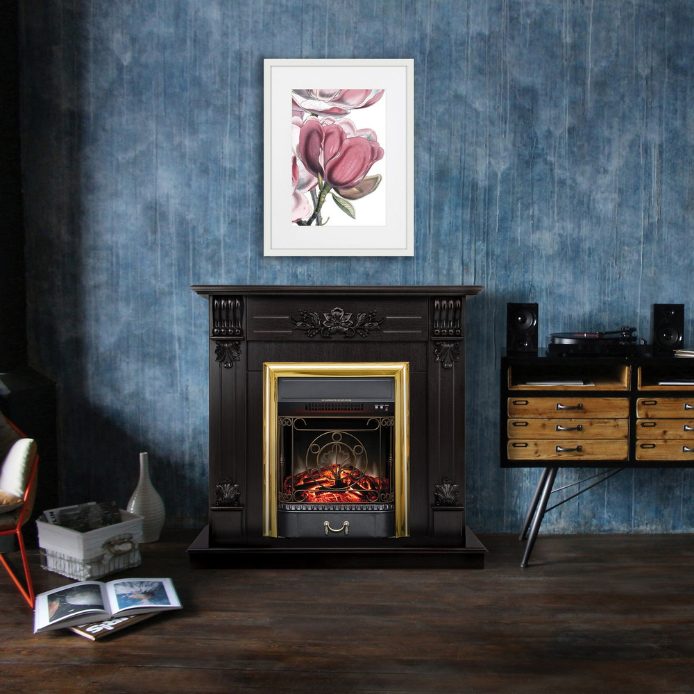 Электрокамин RealFlame Ottawa DN венге премиум с очагом Majestic Lux Brass