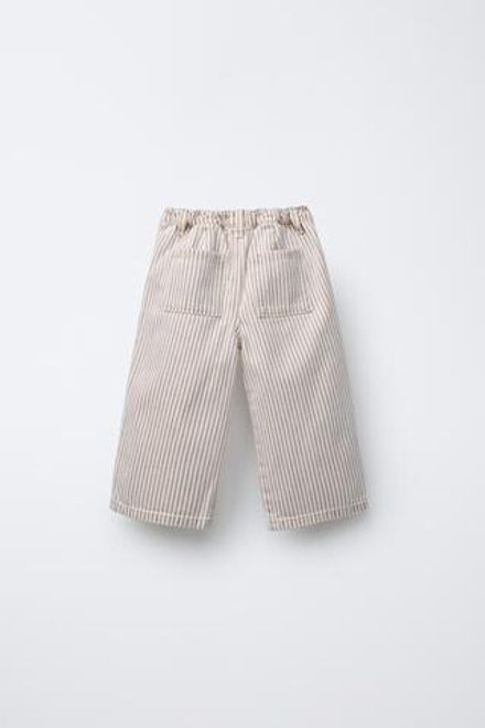 ZARA БРЮКИ ИЗ ТВИЛА В ПОЛОСКУ, ЭКРЮ
