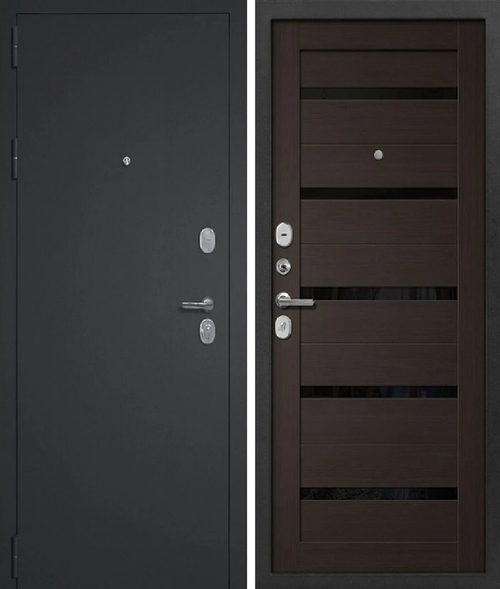 Входная дверь Волга-Бункер КРИСТЕЛ СБ-2 Чёрный муар - Венге