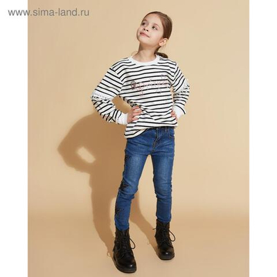 Джинсы со стразами для девочки MINAKU "Звёзды", р.134-140, цвет синий 4332759