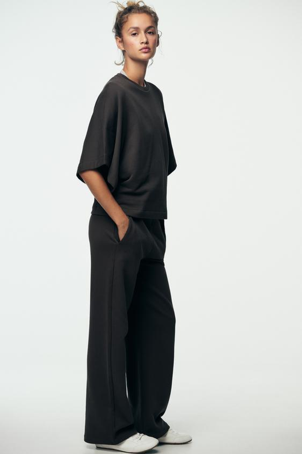 ZARA БРЮКИ В СТИЛЕ РУСТИК С РЕМНЕМ, УГОЛЬНЫЙ