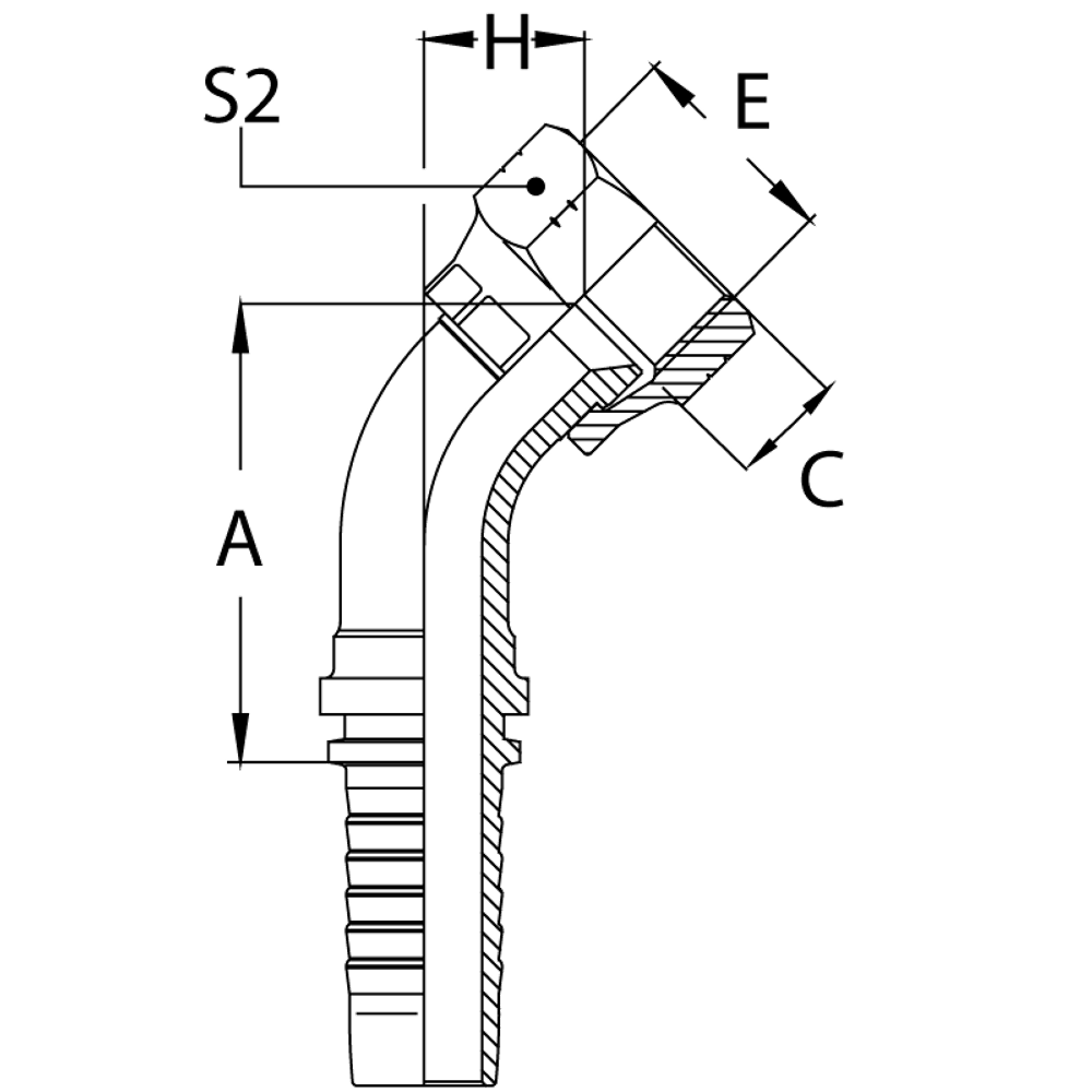 Фитинг DN 16 JIC (Г) 7/8 (45)