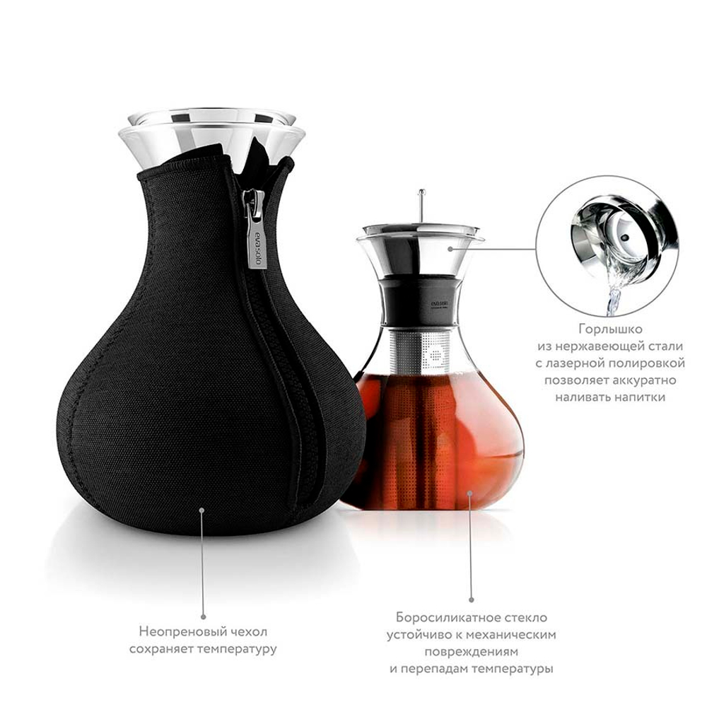 Чайник заварочный tea maker в неопреновом текстурном чехле, 1 л, черный