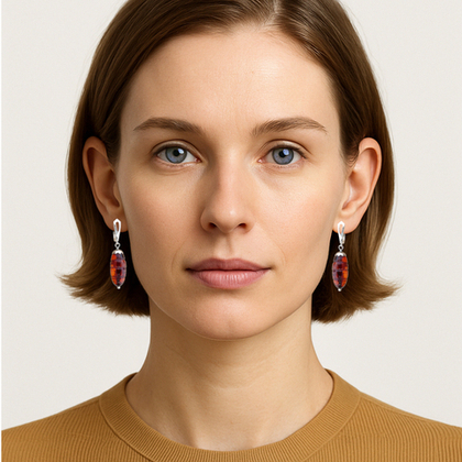 Серьги с янтарём овалы тёмные