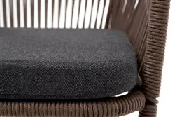 "Марсель" стул барный плетеный из роупа, каркас из стали коричневый (RAL8016) муар, роуп коричневый круглый, ткань темно-серая 027