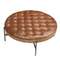 Круглый журнальный столик 2147 из темно-коричневой кожи