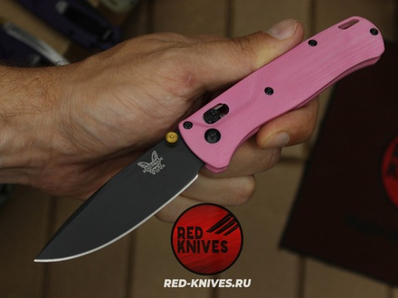 Нож Benchmade 535 Bugout G10 A+++ - розовый рук., черный клинок RK/Н53