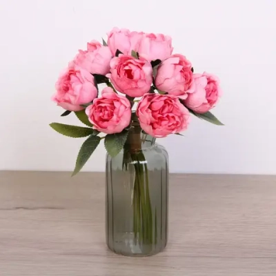 Цветы искусственные «Нежная роза» букет 9шт 23см розовые