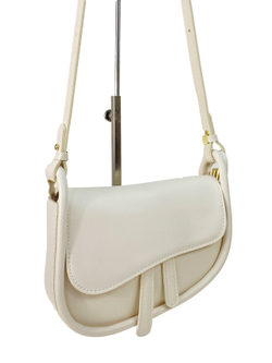 Женская сумка - седло из искусственной кожи, цвет белый