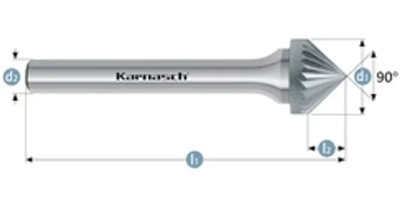 Борфреза твердосплавная Karnasch форма G, 6х18х6х50 мм, насечка HP-6, без покрытия, арт. 11.3064-035