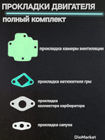 Прокладки двигателя набор 139QMB 80 кубов 12е колесо D 47мм