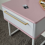 Тумба прикроватная на ножках ROYAL 5201 эко (Зефир-Белый-р.золото)