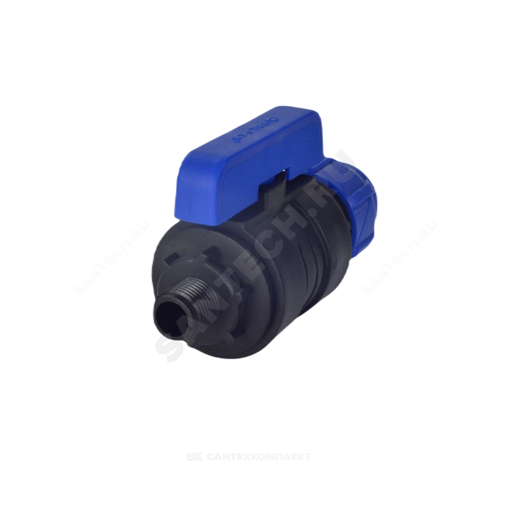 Кран шаровой компрессионный ПЭ Дн 20х3/4" НР Ру16 VALFEX 1210012620034