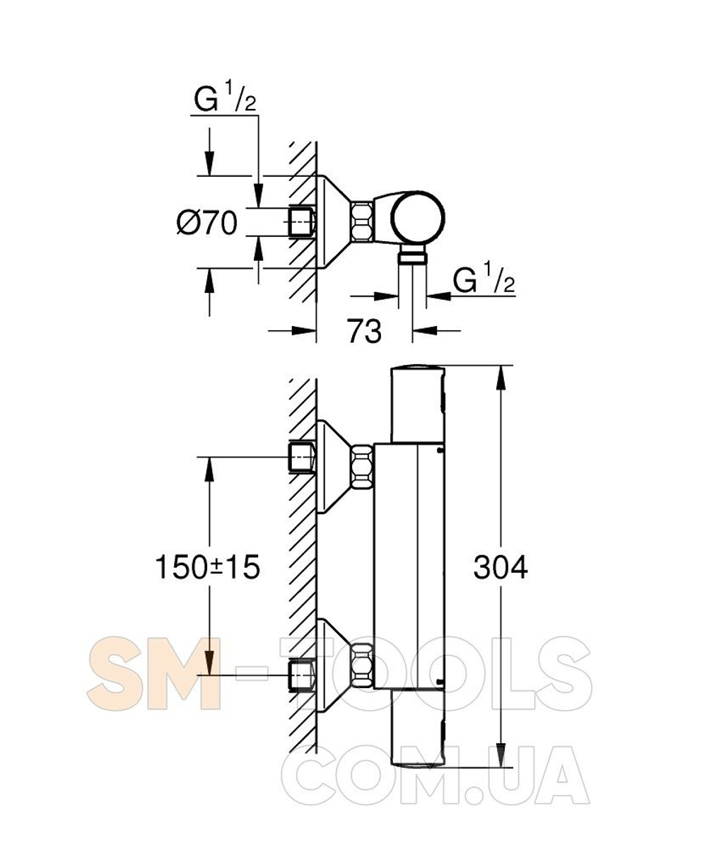 Душевая система GROHE Vitalio Start System 250, Flex, наружного монтажа, с переключателем, матовый чёрный (266802431)