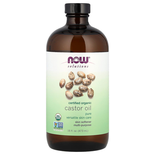 NOW Foods, Solutions, сертифицированное органическое касторовое масло, 473 мл (16 жидк. Унций)