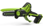 24V Цепная мини пила аккумуляторная Greenworks 10см, c 1хАКБ 2Ач и ЗУ