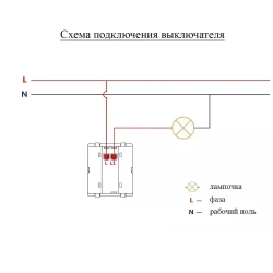 Встраиваемый выключатель черный, механизм одинарный, без рамки, подсветка клавиш