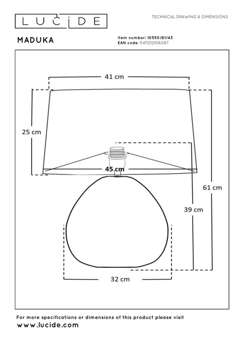 Настольная лампа Lucide MADUKA 10550/81/43