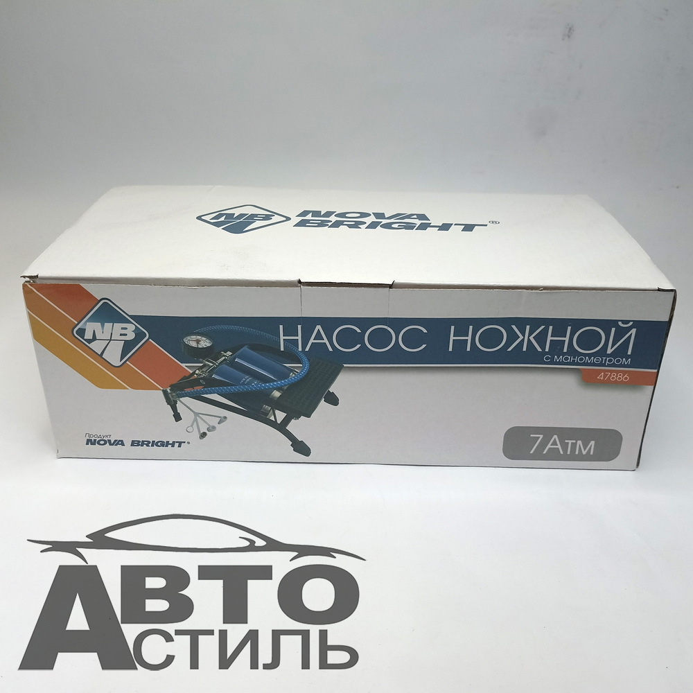 Насос ножной, манометр, двухцилиндровый, 7Атм, 570см3 Nova Bright 47886