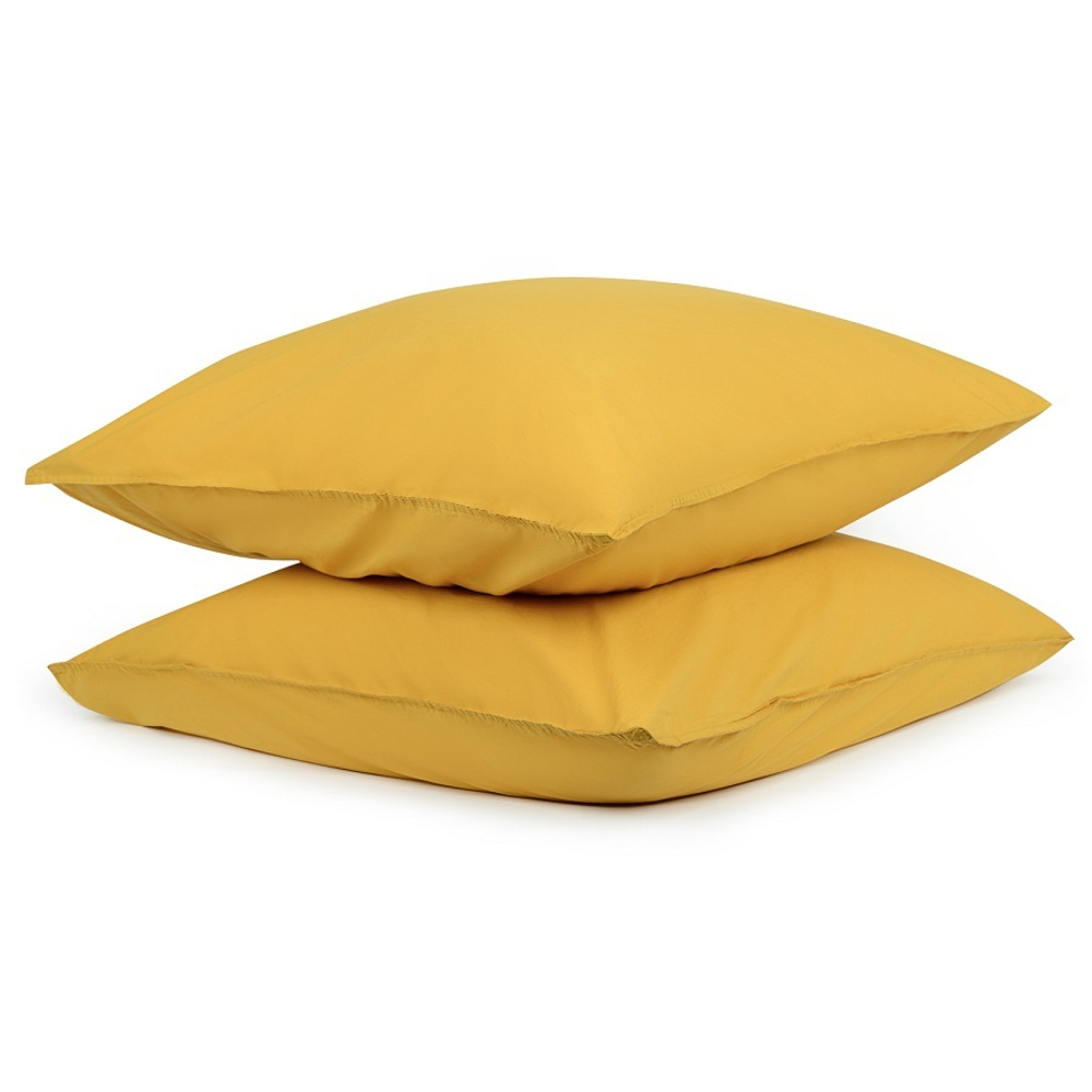 Набор из двух наволочек горчичного цвета из органического стираного хлопка из коллекции essential, 70х70 см