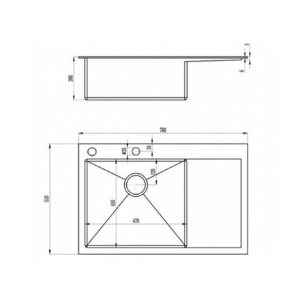 Мойка для кухни врезная Zorg RX-7851-L из нержавеющей стали, 780 x 520 мм