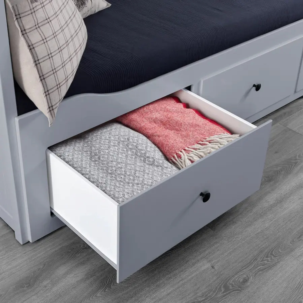 Кушетка с 3 ящиками - IKEA HEMNES/ХЕМНЭС ИКЕА, 83х209х89 см, серый