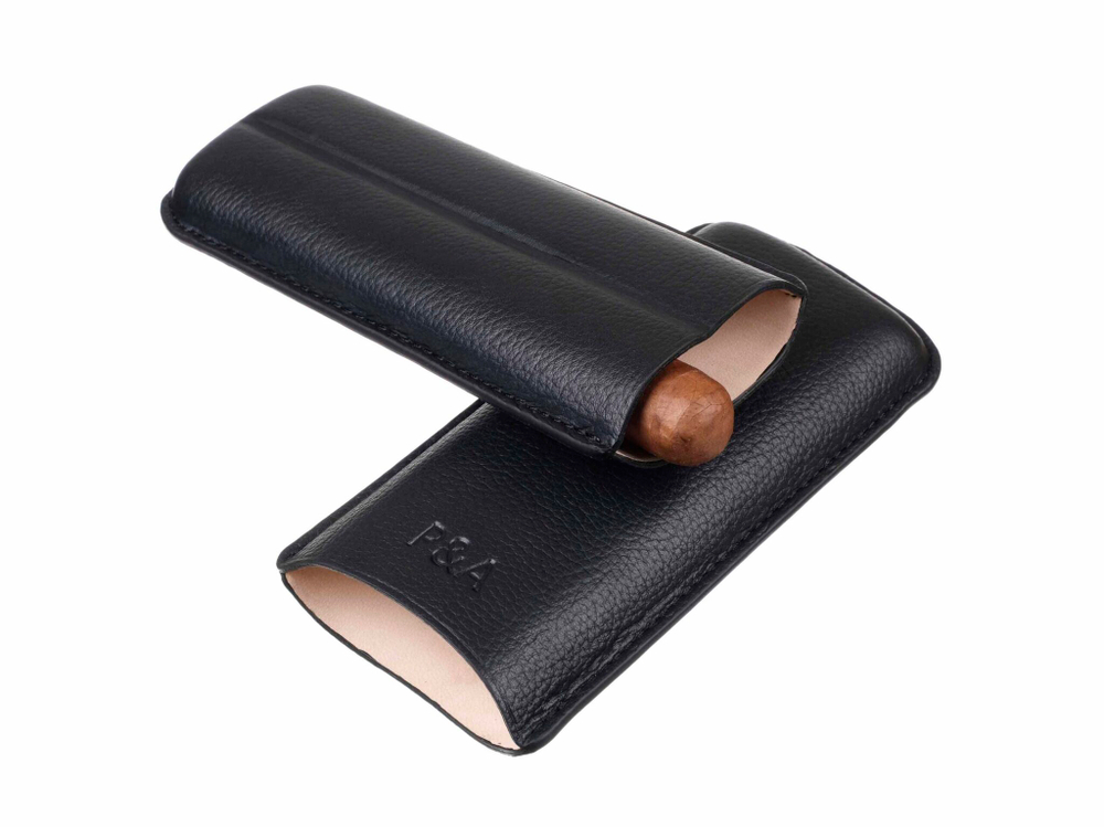 Чехол P&A на 2 сигары Черчилль, натуральная кожа C120-Black