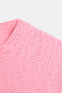 ZARA СВИТЕР ИЗ 100% ШЕРСТИ С КОРОТКИМИ РУКАВАМИ, ЯРКО-РОЗОВЫЙ