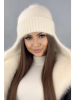 шапка ушанка вязаная зимняя ангора пушистая