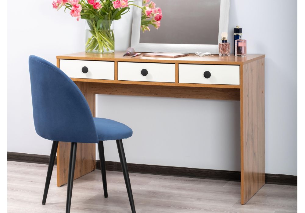 Письменный стол Николетта 3 ящика 110х50х75 белое тиснение / дуб вотан