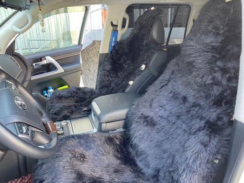 Меховая (Чёрный Буйвол) накидка на сидение, искусственный мех, длинный ворс (1 шт,.) =