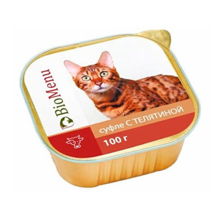 BioMenu Консервы д/кошек суфле Телятина ламистер, 100гр