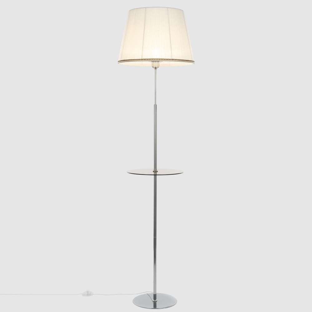 Citilux Линц CL402970T Торшер хром со столиком и белым абажуром