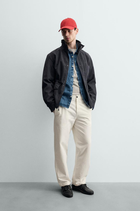 ZARA БРЮКИ ЧИНОС STRAIGHT FIT, БЕЛЫЙ