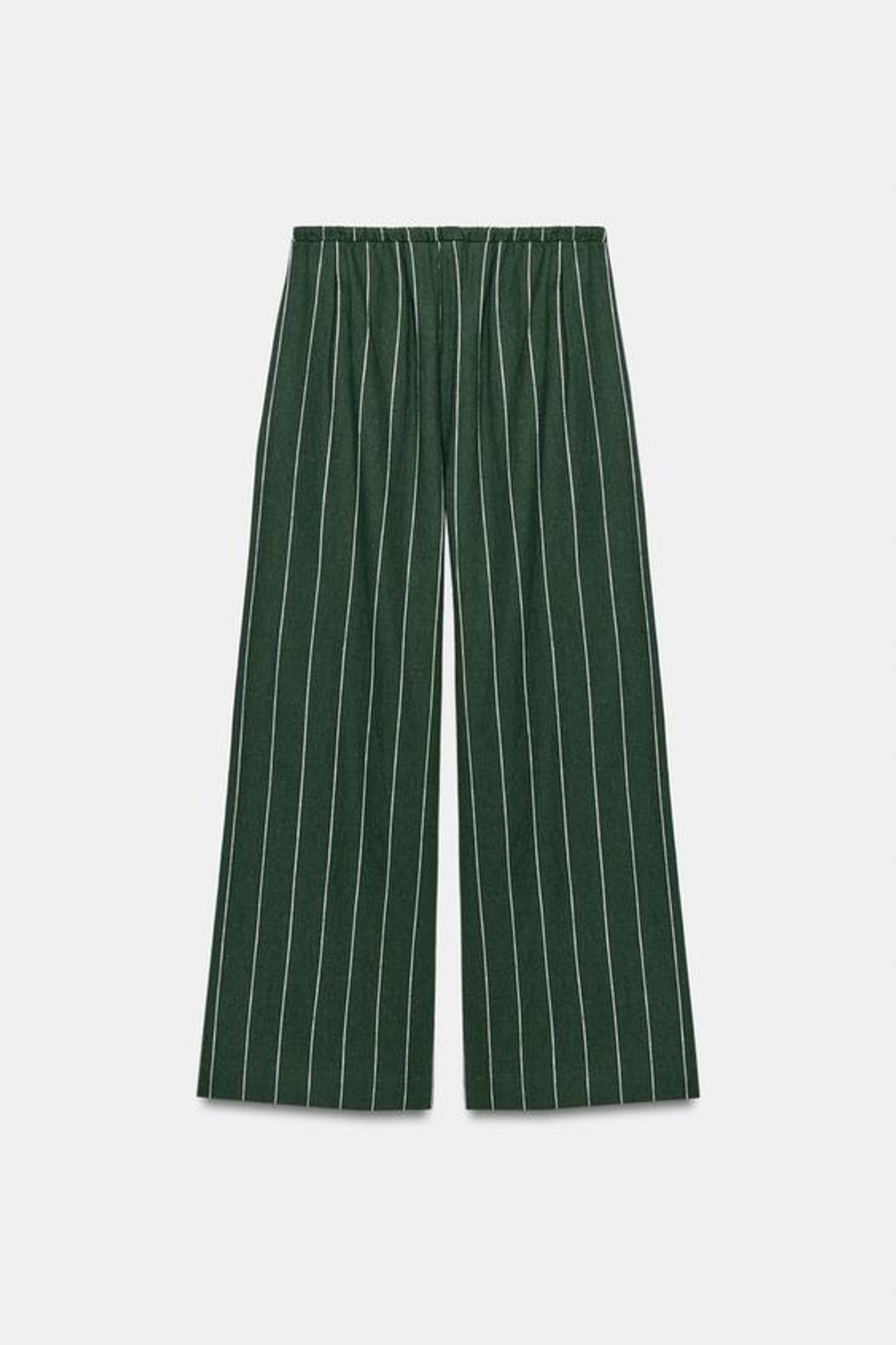 ZARA БРЮКИ В ПОЛОСКУ ИЗ СМЕСОВОГО ЛЬНА — ZW COLLECTION, ЗЕЛЕНЫЙ