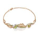 Браслет «Стихия Земли» из комбинированного золота c хризолитами Артикул: 05-0798-00-205-1111