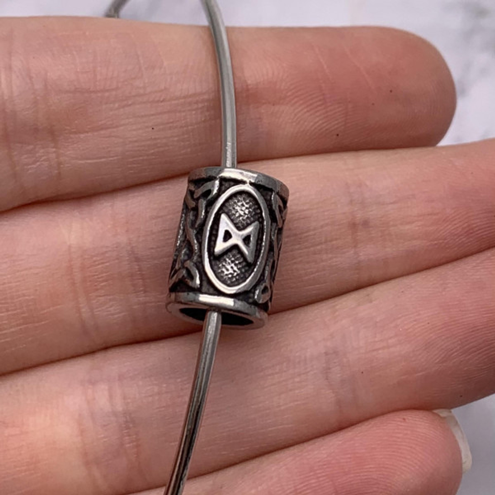 p899 Бусина "Руна Дагаз" 14*10мм, нерж. сталь с чернением