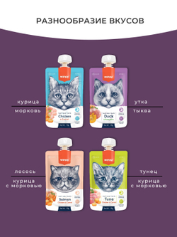 Wanpy Cat Лакомство для кошек Мясной мусс из утки и тыквы 90 г
