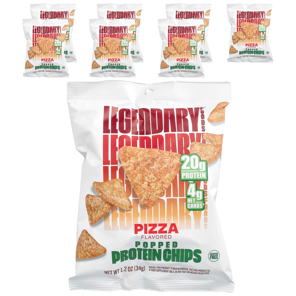 Legendary Foods, протеиновые чипсы, пицца, 7 пачек по 34 г (1,2 унции)