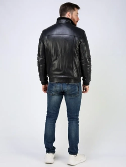 Куртка пуховик из натуральной кожи утепленная короткая